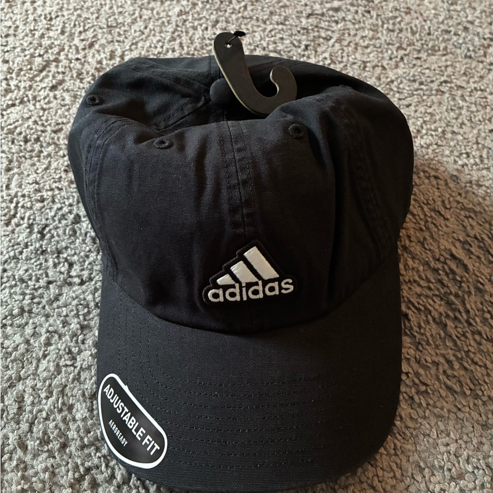 Men’s Adidas Black Baseball Cap with White Logo